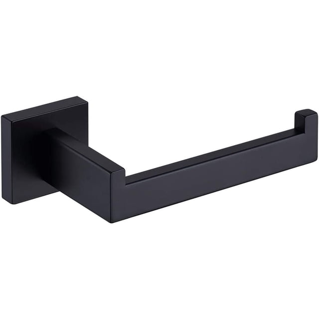 Portarrollos de papel higiénico negro mate, dispensador de portarrollos de papel higiénico y colgadores montados en la pared para baño y cocina, estilo cuadrado moderno de acero inoxidable JFHHH pequeña
