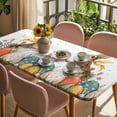 thumbnail image 3 of Easter Bunny Eggs Table Cloths for 6 Foot Rectangle Tables, Spring Tulip Daisy Flowers Leaves Country Patio Waterproof Elastic Fitted Tablecloths, Washable Rectangular Table Cover for Camping, 3 of 8