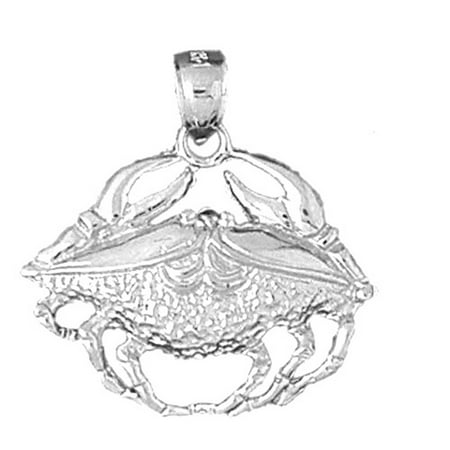 18K White Gold Crab Pendant - 25 mm