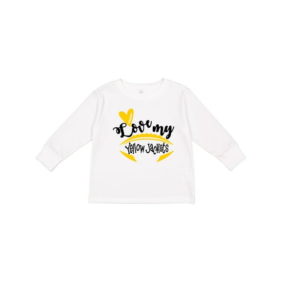 Inktastic Love My Yellow Jackets Football Boys or Girls Long Sleeve Toddler T-Shirt