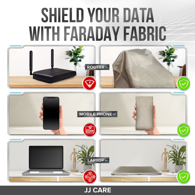 Julam 43''x39'' Faraday Fabric, EMF Protection Clothing Faraday Bags