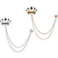 thumbnail image 1 of HUGFEGWE Crown Hanging Chain Brooch Pins, Rhinestone Suit Pins Fashion Crystal Lapel Pins UA824-3103, 1 of 7
