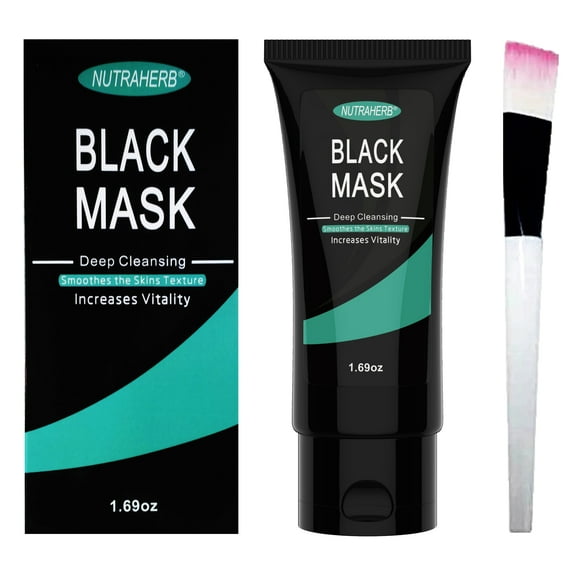 NutraHerb USA Blackhead Remover Mask, Natural Bamboo Charcoal Mask with Brush
