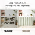 thumbnail image 6 of Sage Green Striped Cabinet Curtains 28"W x 35"L, Modern Farmhouse Sage Green White Stripes Under Sink Skirt for Bathroom Vanity Kitchen Self Adhesive, Dust-Proof Privacy Curtain for Closet, 6 of 9