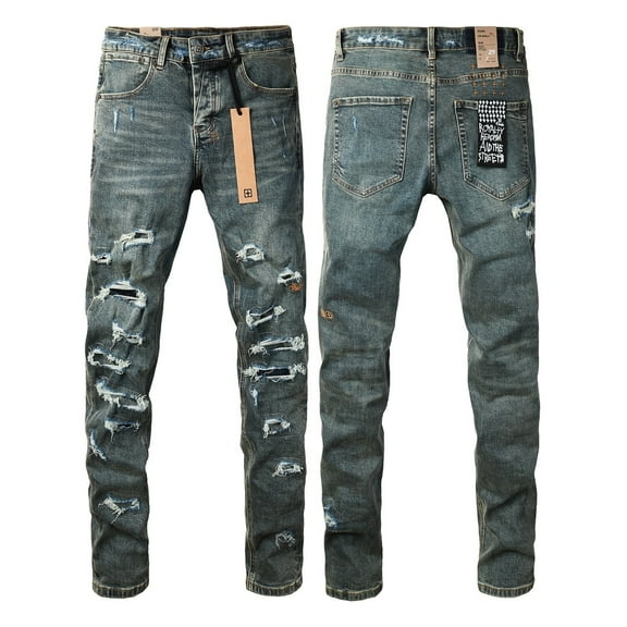 2025 Ksubis Jeans brand Jeans Men's Jeans Casual Comfort Holes Fashionable Straight Skinny  Jeans, Ripped Stretch Jeans Denim Pants Menswear 3049 28-40