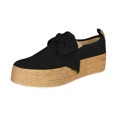 Sexlip Women s Platform Loafer Shoes Soft-Soled Slip on Leather Shoes Casual Flatform Sneakers Black 36