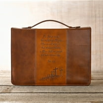 For God So Loved the World Two-tone Tan Faux Leather Classic Bible Cover - John 3:16