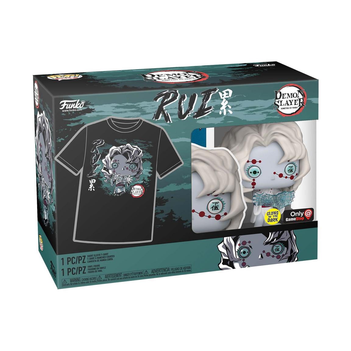 Funko POP! and Tee: Demon Slayer: Kimetsu no Yaiba Rui Glow-in-the-Dark-Vinyl Figure and Unisex T-Shirt Exclusive