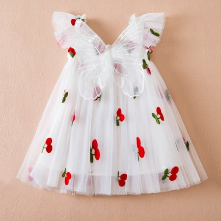 

Leutsin Girls and Toddler s dress Cute Bowknot Halter Polka Dot Print Dress Mesh Camisloe Dress Fashion Ruffler Bandeau for 6Months-5Years old girls White