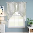 thumbnail image 3 of Sage Green White Kitchen Window Curtains, Swag Curtains Valance for Bedroom Living Room Bathroom, Abstract Grey Chrysanthemum Flower Rod Pocket Window Treatment Curtain Block Drapes 2 Panels 28"x36", 3 of 6