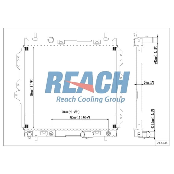 REACH 41-2677 Radiator for 09-03 Chrysler PT Cruiser, Automotive Radiator Replacement Part