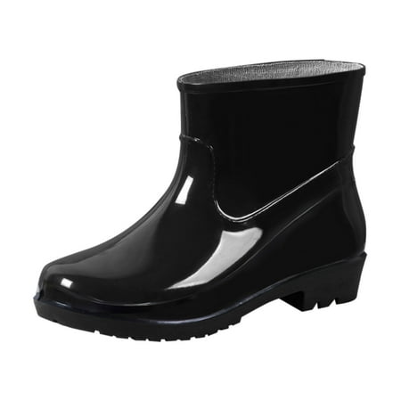 Women Low-Heeled Buckle Round Shoe Covers for Rain Women Toe Shoe Waterproof Middle Mens Snow Shoes Tube Rain Boots