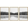 thumbnail image 3 of PixonSign Framed Wall Art Set Woodland Nursery Decor Black and White Forest with Lake Nature Abstract Traditional Home Artwork Decoration for Living Room, Bedroom, Office - 16"x24"x3 Natural, 3 of 5