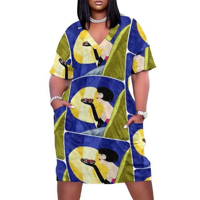 Vestido de fiesta con bolsillos para mujer traje holgado de noche