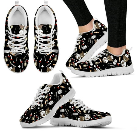 

Women s Casual Sneakers Cute Medical Bear Print Flats Woman Cute Gradient Nursing Footwear Females Spring Loafers
