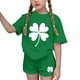 thumbnail image 1 of Vestido de manga corta para niños Día de San Patricio impreso conjunto de dos piezas niñas casual cuello redondo blusa y pantalones cortos, 1 of 6