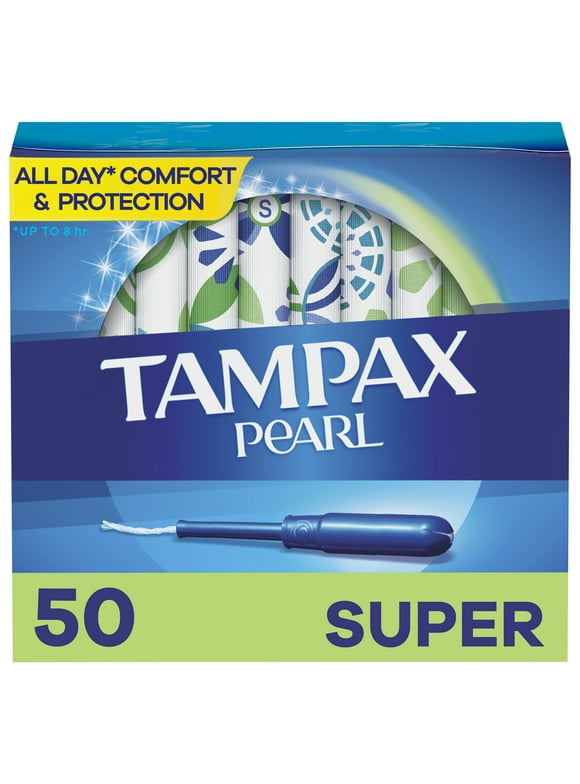 Tampax Pearl Tampons with LeakGuard Braid, Super Absorbency, 50 Ct