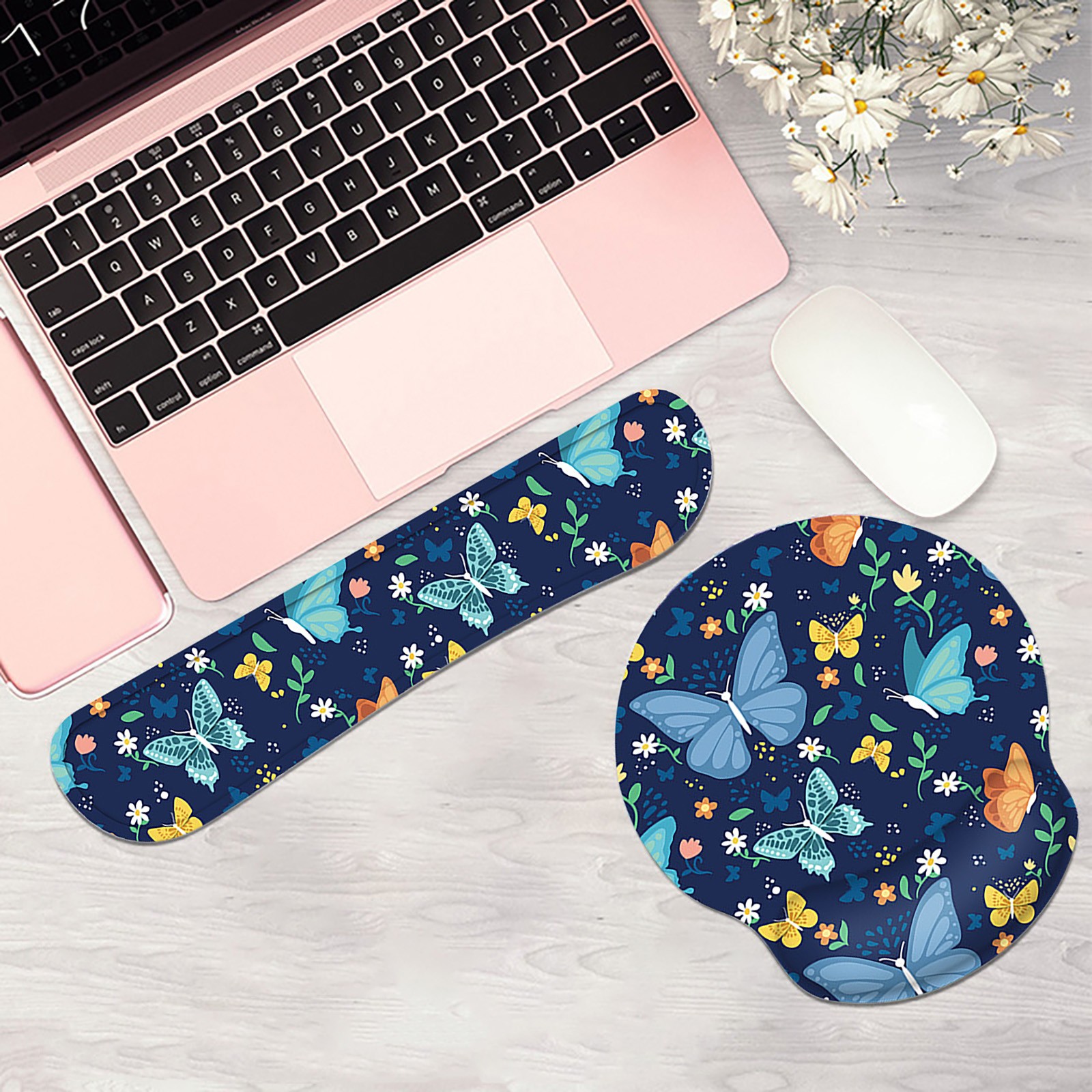 Gyouwnll Memory Foam Keyboard Gel Wrist Rest Set, Easy To Type Pain