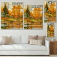 thumbnail image 4 of Designart 'Autumn Forest By The Lake Side II' Lake House Print on Natural Pine Wood, 4 of 5