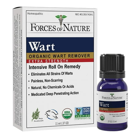 Forces of Nature -Natural, Organic Wart Extra Strength Remover (11ml) Non GMO, No Harmful Chemicals, Nontoxic -Eliminate Planter, Facial, Flat, Body, Hands, Fingers and Foot Warts at the (Best Home Remedy For Warts On Hands)