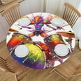 thumbnail image 2 of Drum Ant (3) Round Fitted Tablecloths Table Covers Wipeable Waterproof Elastic for Kitchen Dinning Parties Wedding Picnic Small Fits 40-44 Inch Table Size, 2 of 5