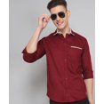 thumbnail image 3 of Exclusive TryBuy Premium Maroon Cotton Dress Shirt for Men, 3 of 8