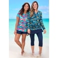 thumbnail image 6 of Swim 365 Women's Plus Size Split-Neck Long Sleeve Swim Tee With Built-In Bra, 6 of 6