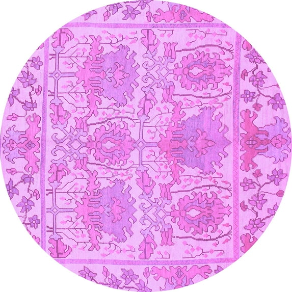 Ahgly Company Indoor Round Abstract Purple Modern Area Rugs, 3' Round