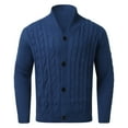 thumbnail image 2 of TOWED22 Men V Neck Sweater,Men's Classic Band Collar Zip Thick Lined Cable Knit Cardigan Sweater Coat Blue,XXL, 2 of 5