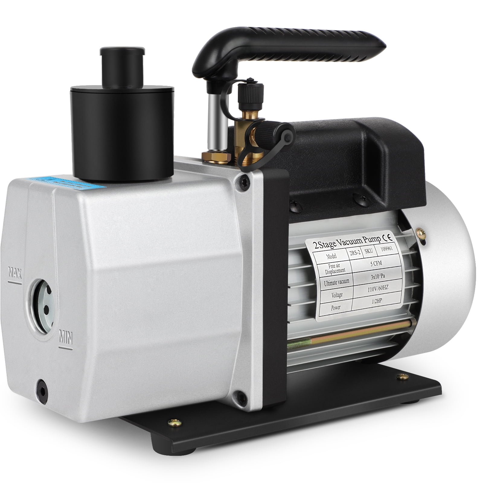 5 CFM Rotary Vane Vacuum Pump (5CFM,1/2HP,0.3 PA,25 microns) for HVAC