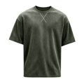 thumbnail image 6 of Men's Corduroy Crew Neck Short Sleeve T-Shirt, Loose Fit Casual Summer Textured Top, Fashion Streetwear 3XL, 6 of 6