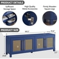 thumbnail image 2 of JYED Mid Century Modern TV Stand for TVs up to 75", 69.5" W Blue Entertainment Center with 4 Gold Metal Mesh Doors - Wood Grain MDF TV Console, Media Storage, 2 of 8