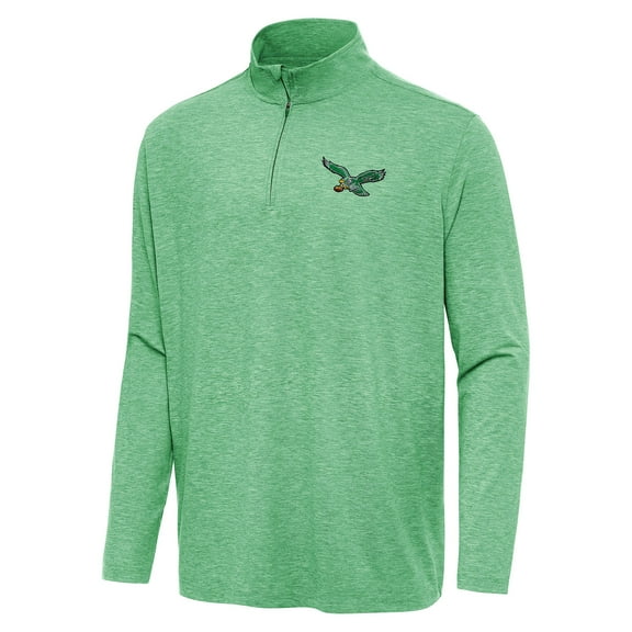 Men's Antigua  Heather Kelly Green Philadelphia Eagles Hunk Quarter-Zip Jacket