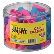 School Smart Pencil Cap Erasers, Chisel, Assorted Colors, Pack of 100