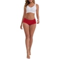 thumbnail image 2 of INSPIRE CHIC Women's Mid-Waisted Modal Plus Size Underwear Solid Cotton Full Coverage Briefs 2 Packs XL 1 Black 1 Red, 2 of 4