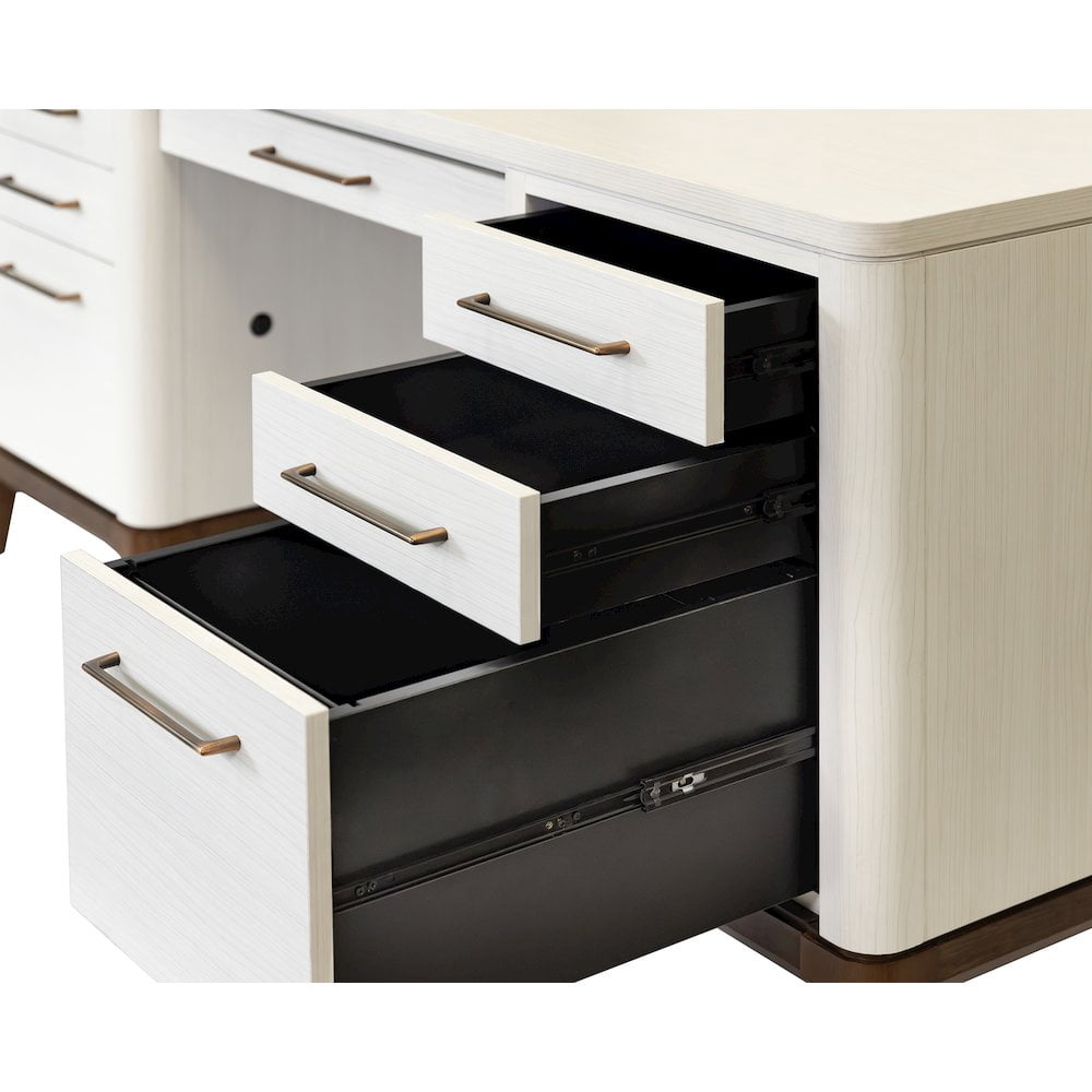 Contemporary Laminate Wood Double Pedestal Executive Desk Fully Assembled White