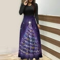 thumbnail image 2 of Vestido largo de manga larga con cuello redondo y estampado de árbol de Navidad para mujer Pompotops hdfakjf5479, 2 of 6