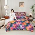 thumbnail image 4 of Manfei Watercolor Peony Flower Bedding Comforter Set 2pcs, Colorful Floral Twin Comforter Sets, Oil Painting Blossoms Bedding Set, Lightweight Room Decor, 4 of 8