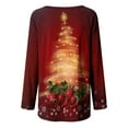 thumbnail image 5 of PATLOLLAV Womens Long Sleeve Floral Casual Shirts Solid O-Neck Pullover Loose Tunic Tops Christmas Tree Blouse, 5 of 6
