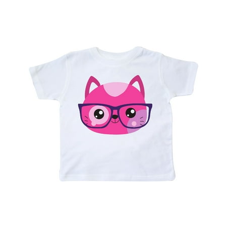 

Inktastic Hipster Cat Cat With Glasses Pink Cat Gift Toddler Boy or Toddler Girl T-Shirt