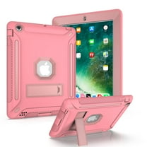 Allytech Silicone Case for iPad 4 / iPad 3/ iPad 2, Three Layers Silicone PC Heavy Duty Defender Kickstand Feature Shockproof Case Cover for Apple iPad 2nd/3rd/4th Generation, Rosegold