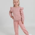 thumbnail image 2 of GYRATEDREAM Toddler Girls 2 Piece Outfits Ruffle Long Sleeve Pullover Sweatshirts and Sweatpants Fall Clothing Sets, 2 of 7