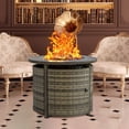 thumbnail image 3 of MistMo 32 Inch Round Propane Fire Pit Table with Lid, 50,000 BTU Outdoor Wicker Gas Fire Pit with Lava Rocks, Perfect for Patio, Yard, Dining, and Party, 3 of 6