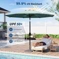 thumbnail image 2 of IdealHouse Patio Umbrella with Solar Lights, Outdoor Table Umbrella with 8 Durable Ribs, Tilt & Crank Mechanism, Waterproof & UV Protection for Garden, Backyard, Poolside (Light Blue, 9 FT), 2 of 7