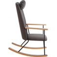 thumbnail image 4 of Adjustable Headrest Pillow Rocking Chair, Technical Leather Upholstered Glider Rocker with High Backrest, Modern Rocking Accent Chairs Comfy Side Chair for Nursery, Bedroom, Living Room (Dark Grey), 4 of 7