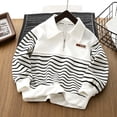 thumbnail image 5 of Iyufng Half Zip Striped Sweatshirts for Boys Ribbed Cuff Relaxed Fit Daily School Long Sleeve Kids Collared Pullover, 5 of 8