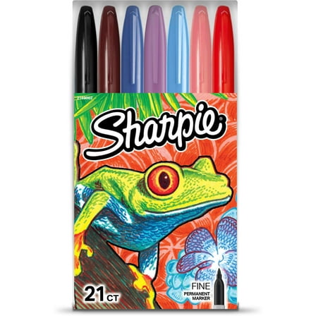 Sharpie Permanent Markers, Fine Point, Assorted, 21 Count