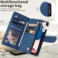 thumbnail image 2 of Dteck for Samsung Galaxy S24 Wallet Case,Soft Leather Zipper Wallet Case Magnetic Buckle Flip Cover with 5 Card Slots/Photo Pocks/Lanyard Strap for Samsung Galaxy S24,Blue, 2 of 8