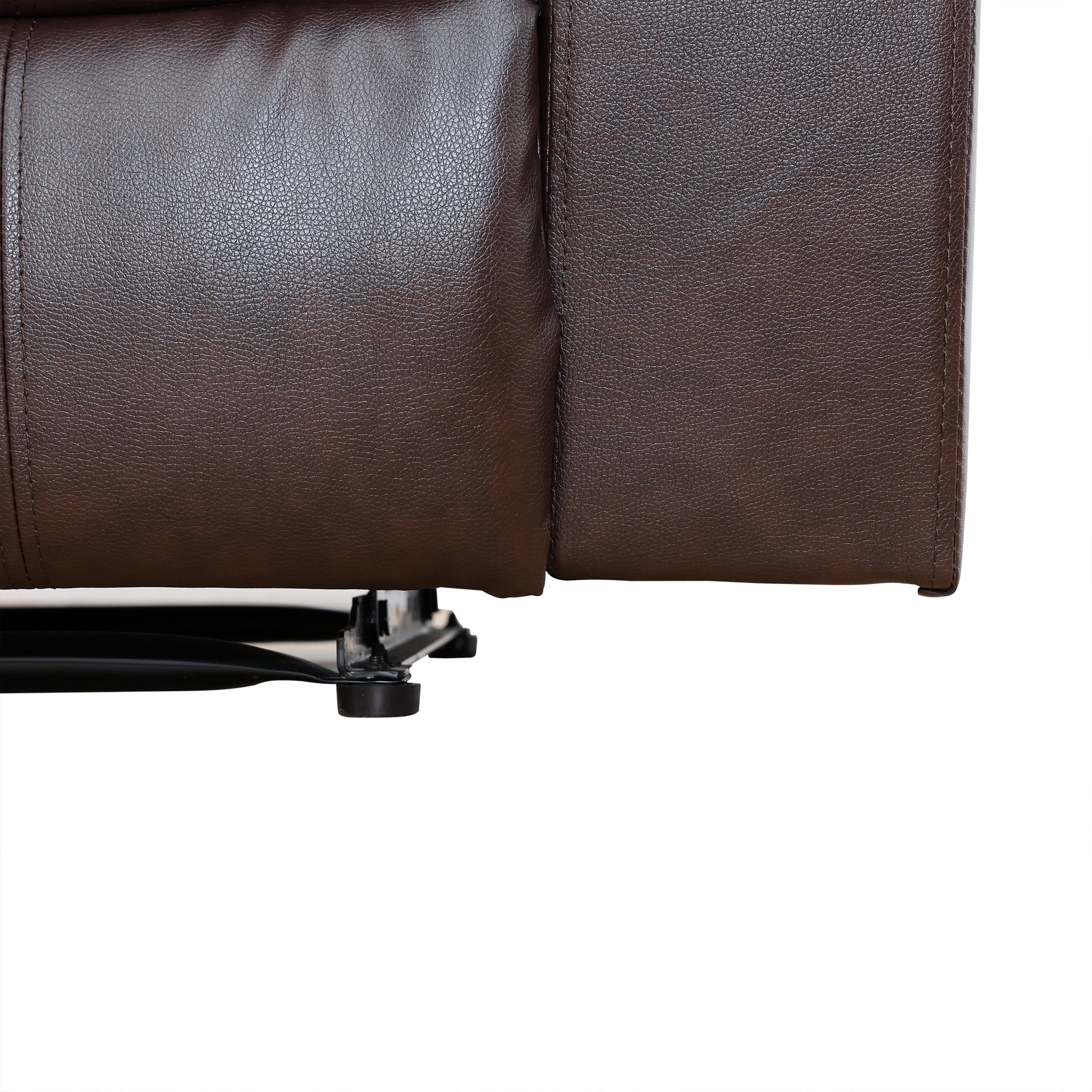 AUKFA 3 Seats Recliner Sofa Chair, Home Theater Sofa with Flipped Backrest and Cupholder, Brown