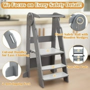 FUNLIO Foldable Step Stools , 3-Level Height Adjustable Toddler Tower